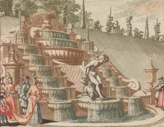 Der Wasserfall von Narziss, an der Ostseite des Großen Gartens