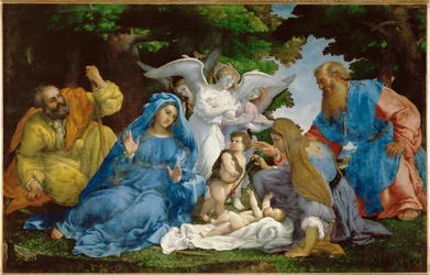 Die Heilige Familie mit drei Engeln, junger Heiliger Johannes