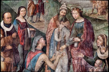 Die heilige Cäcilia gibt ihre Besitztümer den Armen (Detail)