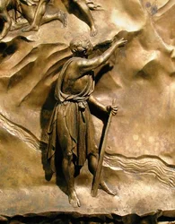 Die Geschichte von Kain und Abel, Detail von Kain, Originaltafel von den Osttüren des Baptisteriums