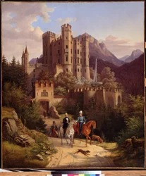 Der Kronprinz Maximilian reitet in Hohenschwangau
