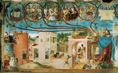 Linke Seite der Capella Suardi, Kirche Santa Barbara in Bergamo