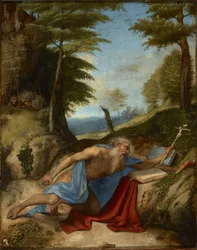 Der reuige Heilige Hieronymus, von Lorenzo Lotto (1480-1556). Öl auf Holz, ca. 1513. Dimension: 55,8x40 cm. Muzeul National Brukenthal, Sibiu