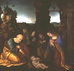 Madonna, die das Christkind anbetet