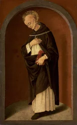 Der heilige Bernardino von Siena in einer skulptierten Nische