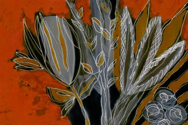Graue und orangefarbene Botanicals