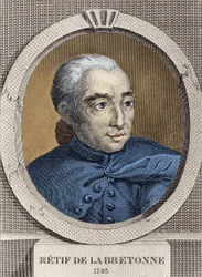Porträt von Restif de La Bretonne (1734-1806) - von Binet, Gravur