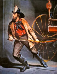Der amerikanische Feuerwehrmann: Immer bereit, veröffentlicht von Currier & Ives