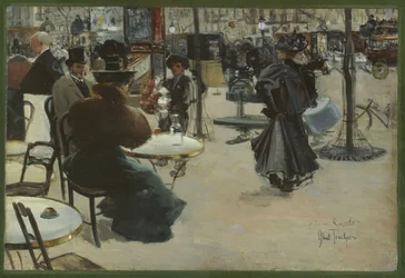 Straßenszene, auch bekannt als Terrasse eines Cafés, ca. 1895