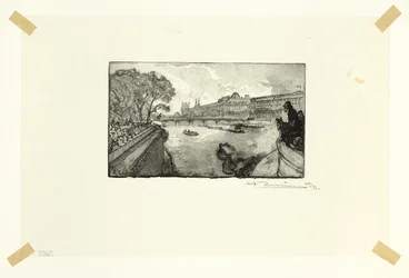 Der Louvre, gesehen von der Pont-Neuf, Platte dreizehn aus Le Long de la Seine et des Boulevards