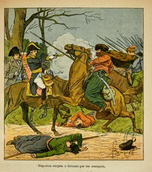 Illustration von Louis Bombled (1862-1927) aus dem Buch „Das Memorial von Saint Helena“ von Graf Emmanuel de Las Cases (1766-1842): Napoleon wird in Brienne von Kosaken überrascht, Privatbesitz
