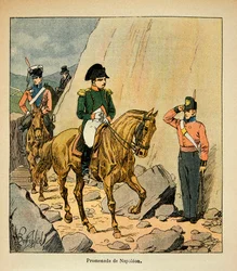 Illustration von Louis Bombled aus dem Buch „Das Memorial von Saint Helene“ von Graf Emmanuel de Las Cases: Spaziergang des Kaisers Napoleon auf St. Helene