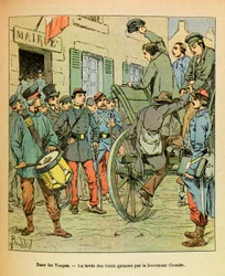 Die Armee des Ostens von Eugene Sergeant, genannt Grenest, illustriert von Louis Bombled (1862-1927) (Französisch-Deutscher Krieg; Feldzug von 1870-1871): In den Vogesen, der Aufstieg der alten Jungen durch Leutnant Coumes auf Befehl der Regierung von Tour
