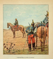 Die Armee der Loire von Eugene Sergent, illustriert von Louis Bombled (Deutsch-Französischer Krieg; Feldzug von 1870-1871): General Barry am Vorabend der Schlacht von Coulmiers, November 1870, Privatsammlung