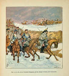 Die Armee der Loire von Eugene Sergent, genannt Grenest, illustriert von Louis Bombled (Französisch-Deutscher Krieg; Feldzug von 1870-1871): Die Araber von Oberst Gourgaud erringen einen brillanten Sieg über die 3. Schlachtschiffe in der Schlacht von Vance