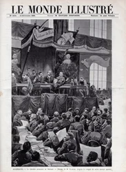 Rede von August Bebel (1840-1913) während des Sozialistenkongresses in Breslau in Deutschland im Jahr 1895 - Gravur in „Die illustrierte Welt“ von 1895 - Zeichnung von Bombled.