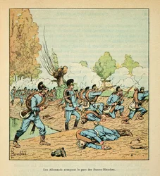 Die Armee der Loire von Eugene Sergent, bekannt als Grenest, illustriert von Louis Bombled (Deutsch-Französischer Krieg; Feldzug von 1870-1871): Schlacht bei Chateaudun am 18. Oktober