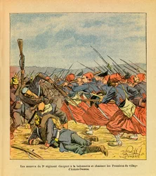 Die Ost-Armee von Eugene Sergeant, illustriert von Louis Bombled: Die Zuaven des 3. Regiments vertreiben die Preußen aus Auxon-Dessus