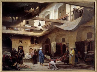 Der Teppichbasar im Khan-Khabil in Kairo im Jahr 1866