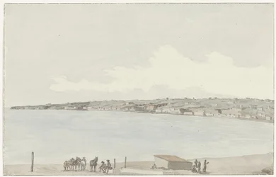 Ansicht der Halbinsel Pausilype mit dem alten Palast der Königin Jeanne und der Landschaft von Sannazar vom Balkon des Gasthauses