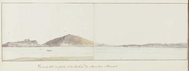 Blick auf die Küste von Gaeta und das Mausoleum des Munatius Plancus (Lucio Munazio Planco). Reise nach Italien, Sizilien und Malta - 1778 (Serientitel)
