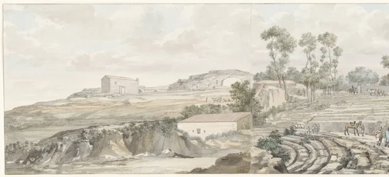 Innenansicht mit Treppen des Theaters in Syrakus (Voyage en Italie, en Sicile et à Malte - 1778)