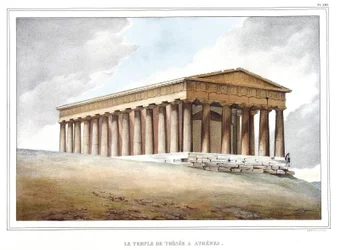 Der Tempel des Theseus in Athen. in „Reise nach Athen und Konstantinopel, oder Sammlung griechischer und osmanischer Porträts, Ansichten und Kostüme, nach der Natur gemalt, lithographiert und koloriert von Louis Dupre (1789-1837), Schüler von David.1825.