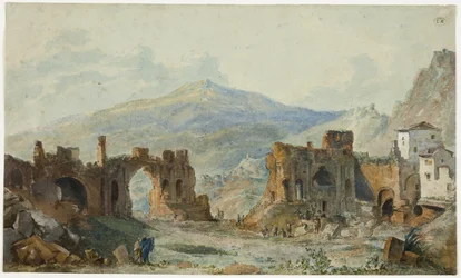 Das antike Theater von Taormina mit Blick auf den Ätna, Studie für Saint Non
