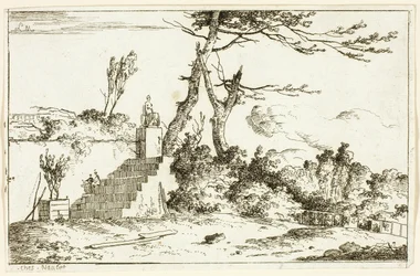 Landschaft mit klassischer Statue