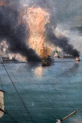 Die Schlacht von Navarin; Blick von der Südspitze der Insel Sphakteria