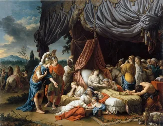 Alexander der Große und Hephaistion am Sterbebett der Frau von Darius III