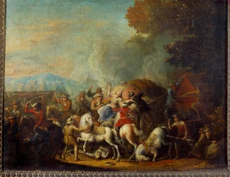 Der Angriff auf einen Wagen durch Räuber