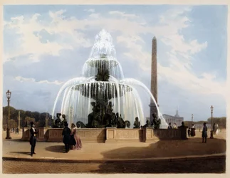 Brunnen auf der Place de la Concorde - in „Paris en 1837“ von Arnout
