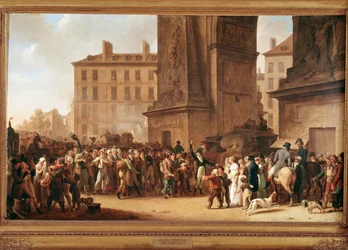 Abmarsch der Rekruten am Porte Saint Denis in Paris zu den Napoleonischen Kriegen