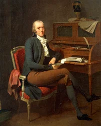 Porträt eines Mannes, der an seinem Schreibtisch sitzt