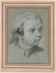 Kopf eines Jungen, dreiviertel nach rechts gedreht