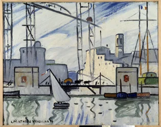 Marseille, die Fährbrücke Gemälde von Louis Mathieu Verdilhan (1875-1928) ca. 1918-1920 Musée Cantini, Marseille