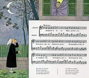 Partitur und Illustration des Kinderliedes 