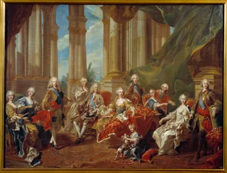 König Philipp V. von Spanien und seine Familie. Skizze von Louis Michel Van Loo