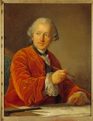 Porträt von Germain Soufflot (1713-1780), Architekt des Pantheon. Gemälde von Louis Michel van Loo (1707-1771) 18. Jahrhundert