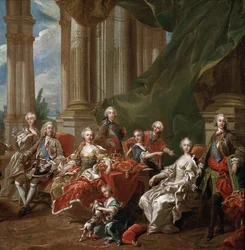 Porträt von Philipp V., König von Spanien, umgeben von seiner Familie (Detail)