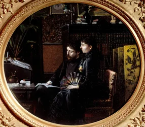 Alphonse Daudet (1840-1897) und seine Frau Julie Allard (1844-1940) in ihrem Arbeitszimmer