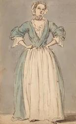 Eine junge Frau in einem blauen Kleid