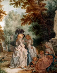 Spaziergang im Park. Elegante junge Frauen während eines Entspannungsmoments in einem Garten