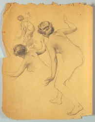 Studie einer sich bückenden nackten Figur