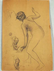 Studie einer sich bückenden nackten Figur