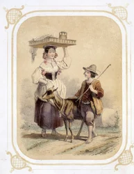 Italienischer und bäuerlicher Hirte - in „Album du jeune voyageur“, illustriert von Louis Lassalle