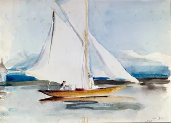 Segelboot in der Hafeneinfahrt von Morges