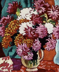 Vase mit Dahlien