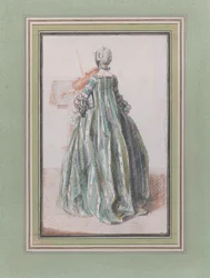Frau, die Geige spielt, von hinten gesehen, ca. 1758-59